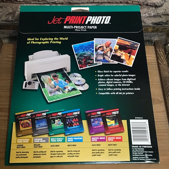 Jet Print 07033-0 New Photo Paper Gloss Finish Medium Weight 20 Sheets 8.5 x 11 - Picture 2 of 7